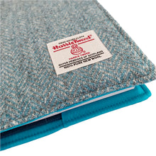 Load image into Gallery viewer, Turquoise Blue & Grey Herringbone Harris Tweed Notebook
