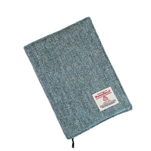 Load image into Gallery viewer, Turquoise Blue & Grey Herringbone Harris Tweed Notebook