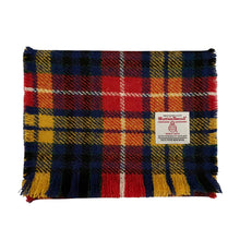 Load image into Gallery viewer, Yellow, Red & Blue Buchanan Tartan Harris Tweed Luxury Fringed Scarf
