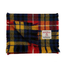 Load image into Gallery viewer, Yellow, Red & Blue Buchanan Tartan Harris Tweed Luxury Fringed Scarf
