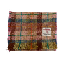 Load image into Gallery viewer, Blush Pink & Turquoise Tartan Harris Tweed Luxury Fringed Scarf