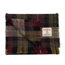 Load image into Gallery viewer, Navy & Burgundy Tartan Harris Tweed Luxury Fringed Scarf