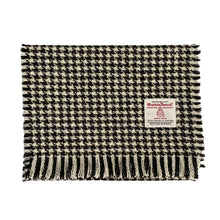 Load image into Gallery viewer, Black & White Houndstooth Harris Tweed Luxury Fringed Scarf