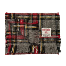 Load image into Gallery viewer, Grey & Red Tartan Harris Tweed Luxury Fringed Scarf