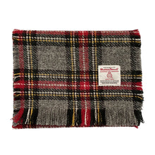 Load image into Gallery viewer, Grey & Red Tartan Harris Tweed Luxury Fringed Scarf