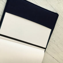 Load image into Gallery viewer, Turquoise Blue & Navy Houndstooth Harris Tweed Padded A5 Notebook Cover