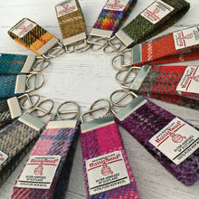 Load image into Gallery viewer, Blue & Mustard Tartan Harris Tweed Keyring