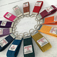 Load image into Gallery viewer, Persian Blue & Beige Tartan Harris Tweed Keyring