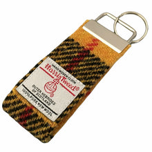 Load image into Gallery viewer, Yellow & Black MacLeod Tartan Harris Tweed Keyring