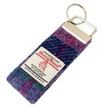 Load image into Gallery viewer, Violet & Kingfisher Tartan Harris Tweed Keyring