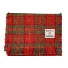 Load image into Gallery viewer, Red, Orange & Olive Green Tartan Harris Tweed Luxury Fringed Scarf