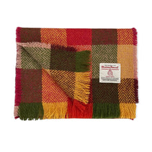 Load image into Gallery viewer, Yellow, Orange & Green Herringbone Check Harris Tweed Luxury Fringed Scarf