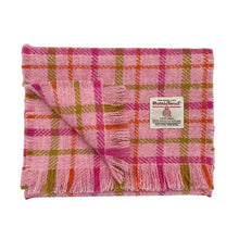 Load image into Gallery viewer, Pink Candy Check Harris Tweed Luxury Fringed Scarf