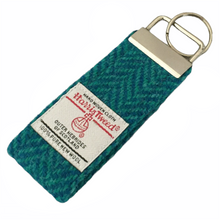Load image into Gallery viewer, Teal & Turquoise Herringbone Harris Tweed Keyring