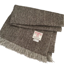 Load image into Gallery viewer, Black & Grey/White Herringbone Harris Tweed Throw