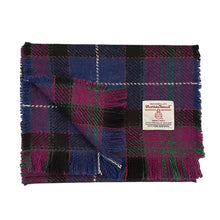 Load image into Gallery viewer, Navy & Pink Western Isles Tartan Harris Tweed Luxury Fringed Scarf