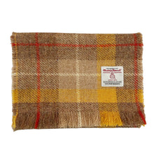Load image into Gallery viewer, Yellow & Biscuit Beige Tartan Harris Tweed Luxury Fringed Scarf