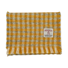 Load image into Gallery viewer, Yellow & Grey Small Check Harris Tweed Luxury Fringed Scarf