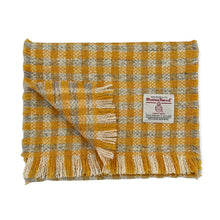 Load image into Gallery viewer, Yellow & Grey Small Check Harris Tweed Luxury Fringed Scarf