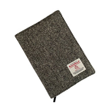 Load image into Gallery viewer, Black &amp; Grey/White Herringbone Harris Tweed Notebook
