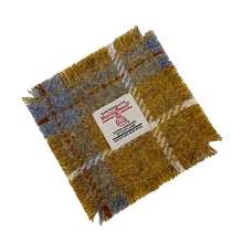 Load image into Gallery viewer, Blue &amp; Mustard Tartan Harris Tweed Coaster
