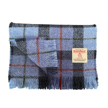 Load image into Gallery viewer, Blue Tartan with Red &amp; Green Overcheck Harris Tweed Luxury Fringed Scarf
