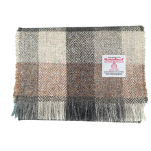 Load image into Gallery viewer, Brown &amp; Beige Tones Herringbone Harris Tweed Luxury Fringed Scarf
