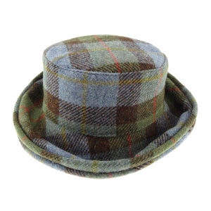 Harris Tweed Ladies Cloche Hat - Hunting MacLeod Blue & Green Tartan