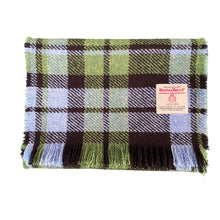 Load image into Gallery viewer, Green, Blue &amp; Black Tartan Harris Tweed Luxury Fringed Scarf
