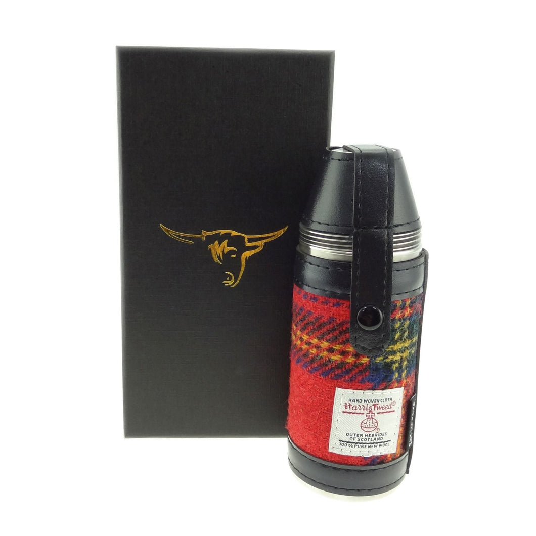 Harris Tweed 8oz Hunting Flask Gift Set - Red Royal Stewart Tartan