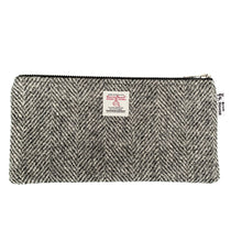 Load image into Gallery viewer, Light &amp; Mid Grey Wide Herringbone Harris Tweed Pencil Case
