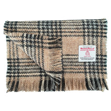 Load image into Gallery viewer, Pale Brown &amp; Grey Tartan Harris Tweed Luxury Fringed Scarf
