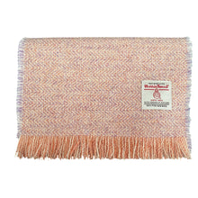 Load image into Gallery viewer, Peach &amp; Lilac Herringbone Harris Tweed Luxury Fringed Scarf
