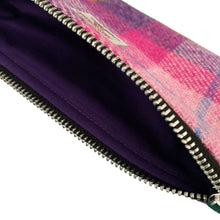 Load image into Gallery viewer, Pink &amp; Dark Violet Tartan Harris Tweed Pencil Case
