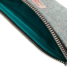 Load image into Gallery viewer, Turquoise &amp; Grey Herringbone Harris Tweed Pencil Case
