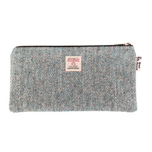 Load image into Gallery viewer, Turquoise &amp; Grey Herringbone Harris Tweed Pencil Case
