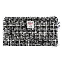 Load image into Gallery viewer, Black, Grey &amp; White Basket Weave Harris Tweed Pencil Case
