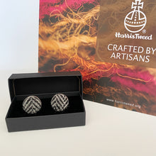 Load image into Gallery viewer, Black &amp; White/Grey Herringbone Harris Tweed Cufflinks
