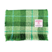 Load image into Gallery viewer, Green Tartan Harris Tweed Luxury Fringed Scarf
