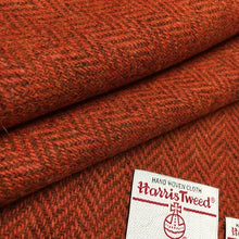 Load image into Gallery viewer, Burnt Orange &amp; Brown Herringbone Harris Tweed Throw

