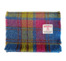 Load image into Gallery viewer, Raspberry, Blue &amp; Green Tartan Harris Tweed Luxury Fringed Scarf
