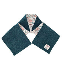Load image into Gallery viewer, Peacock Green Harris Tweed Cotton Lined Scarf
