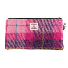 Load image into Gallery viewer, Pink &amp; Dark Violet Tartan Harris Tweed Pencil Case
