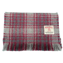 Load image into Gallery viewer, Pink &amp; Grey Tartan Harris Tweed Luxury Fringed Scarf
