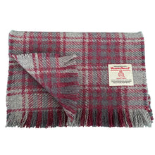 Load image into Gallery viewer, Pink &amp; Grey Tartan Harris Tweed Luxury Fringed Scarf
