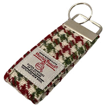 Load image into Gallery viewer, Red &amp; Green Houndstooth Harris Tweed Keyring
