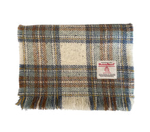Load image into Gallery viewer, Blue Tartan with White Flecks Harris Tweed Luxury Fringed Scarf
