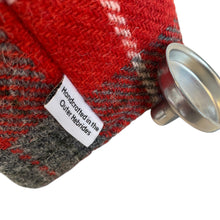 Load image into Gallery viewer, Red &amp; Grey Tartan Harris Tweed Hip Flask
