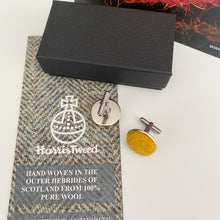 Load image into Gallery viewer, Yellow Harris Tweed Cufflinks
