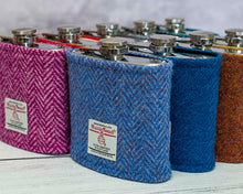 Load image into Gallery viewer, Harris Tweed Hip Flask - Teal &amp; Turquoise Herringbone
